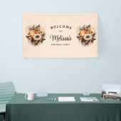 オレンジイエローグレーフラワーブーケ誕生日へようこそ 横断幕 (トレードショー)