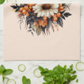 オレンジイエローグレーフラワーブーケ キッチンタオル (折り畳み)