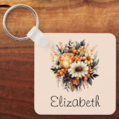 オレンジイエローグレーフラワーブーケ キーホルダー (正面)