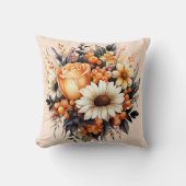 オレンジイエローグレーフラワーブーケ クッション (正面)