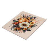 オレンジイエローグレーフラワーブーケ タイル (側面)