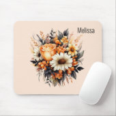 オレンジイエローグレーフラワーブーケ マウスパッド (マウス)