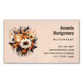 オレンジイエローグレーフラワーブーケ マグネット名刺 (正面)