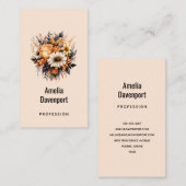 オレンジイエローグレーフラワーブーケ 名刺 (正面/裏面)