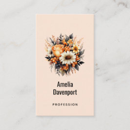 オレンジイエローグレーフラワーブーケ 名刺