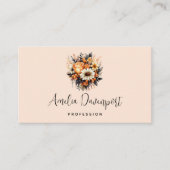 オレンジイエローグレーフラワーブーケ 名刺 (正面)