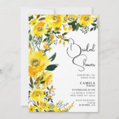 オレンジイエローサマーボタニックフローラブライダルシャワー 招待状 (正面)