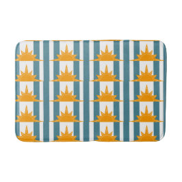 オレンジイエローサンズオンティール（緑がかった色）ストライプズ バスマット