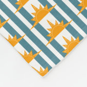 オレンジイエローサンズオンティール(緑がかった色)ストライプズ フリースブランケット (角)