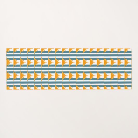 オレンジイエローサンズオンティール（緑がかった色）ストライプズ ヨガマット (裏面(横))