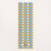 オレンジイエローサンズオンティール（緑がかった色）ストライプズ ヨガマット (正面)