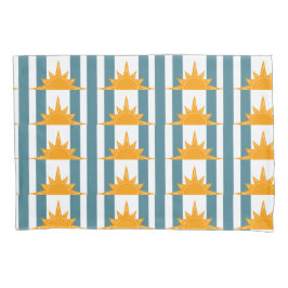 オレンジイエローサンズオンティール（緑がかった色）ストライプズ 枕カバー