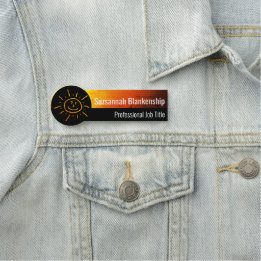 オレンジイエローサンセットアートアンドハッピー顔 名札