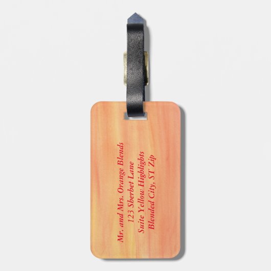 オレンジイエローサンセットブレンドモノグラム荷物タグ ラゲッジタグ (裏面縦)