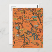 オレンジイエローストーンパーク図解入りの、写真付きのの地図 ポストカード (正面/裏面)