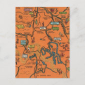 オレンジイエローストーンパーク図解入りの、写真付きのの地図 ポストカード (正面)