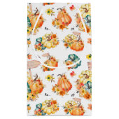 オレンジイエローティール（緑がかった色）秋カボチャ花 スモールペーパーバッグ (裏面)