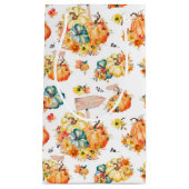 オレンジイエローティール（緑がかった色）秋カボチャ花 スモールペーパーバッグ (正面)