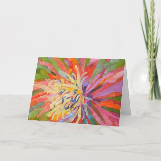 オレンジイエロートロピカルエキゾチックフローラ開花 カード (正面)