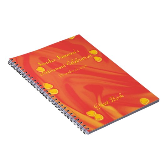 オレンジイエローハートリタイアメントパーティーゲストブック ノートブック (右側)