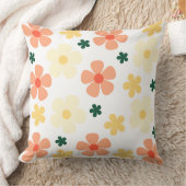 オレンジイエローフラワースクエアピロー クッション (ブランケット)