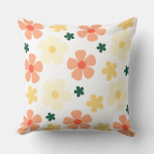 オレンジイエローフラワースクエアピロー クッション (正面)