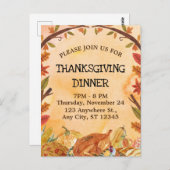 オレンジイエローブラウン感謝祭カラフルディナー ポストカード (正面/裏面)