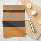 オレンジイエローブラックストライプ キッチンタオル (四つ折り)