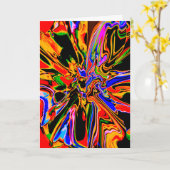 オレンジイエローブラックブルー抽象芸術フラワーデザイン カード (黄色い花)