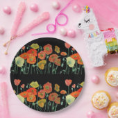 オレンジイエローブラックポピーポピーフラワーフローラ ペーパープレート (パーティー)