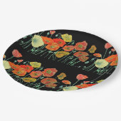 オレンジイエローブラックポピーポピーフラワーフローラ ペーパープレート (アングル)