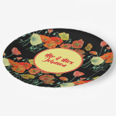 オレンジイエローブラックポピーポピ結婚ーズフラワーズ  ペーパープレート (アングル)