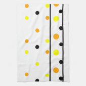 オレンジイエローブラック水玉模様 キッチンタオル (縦)