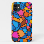 オレンジイエローブルーピンクブラウンモザイクアートパターン Case-Mate iPhoneケース (裏面)