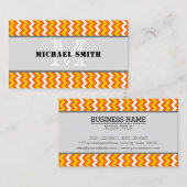 オレンジイエローホワイトシェブロンジグザグモノグラム 名刺 (正面/裏面)