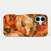 オレンジイエローホワイト秋アネモネポピー花 iPhone 16ケース (裏面横)