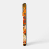 オレンジイエローホワイト秋アネモネポピー花 iPhone 16ケース (左側面)