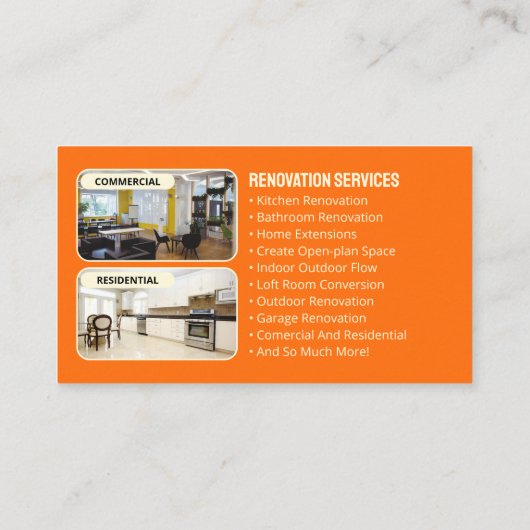 オレンジイエローホームリノベーションコントラクタービルダー 名刺 (裏面)