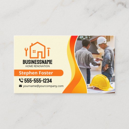 オレンジイエローホームリノベーションコントラクタービルダー 名刺 (正面)
