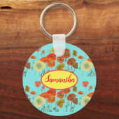 オレンジイエローポピーフローラアクアポピー女の子名 キーホルダー (正面)