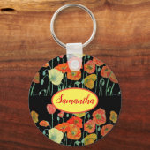 オレンジイエローポピーフローラアクアポピー女の子名 キーホルダー (正面)