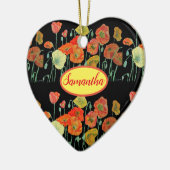 オレンジイエローポピーフローラアートポピー女の子名 セラミックオーナメント (左)