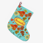 オレンジイエローポピーフローラクリスマスストッキング ラージクリスマスストッキング (正面 (吊り時))