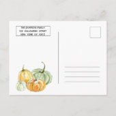 オレンジイエローミントカボチャハローウィンパーティ インビテーションポストカード (裏面)