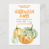 オレンジイエローミントカボチャハローウィンパーティ インビテーションポストカード (正面)