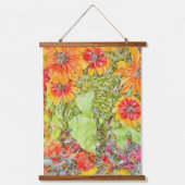 オレンジイエロールドベキアPinterlyブルーアクセント 吊り下げ型タペストリー (正面)