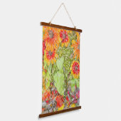 オレンジイエロールドベキアPinterlyブルーアクセント 吊り下げ型タペストリー (傾斜あり)