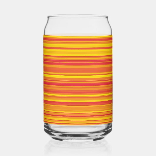 オレンジイエローレッドストライプの ガラス缶 (正面)