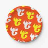 オレンジイエローロブスターホワイト4ゲイル ペーパープレート (正面)