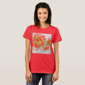 オレンジイエローローズウォーター絵を描カラーのフローラ Tシャツ (正面フル)